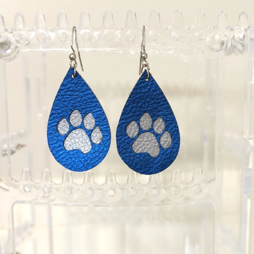Paw print drop earrings